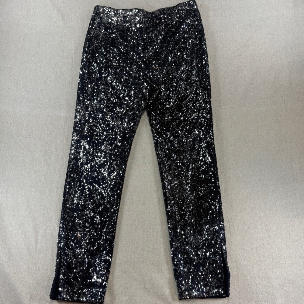 Lulus Black Sequin Slim Leg Pants Side Zipper Size Large NYE Holiday Party